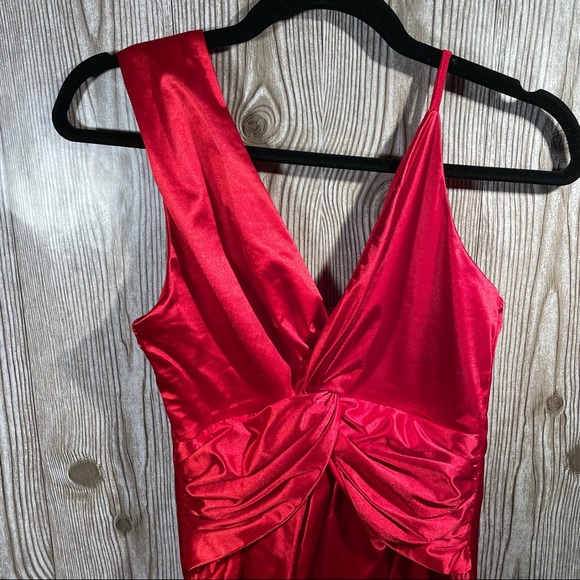 Fashion Nova Red Satin Dress Sz S - Picture 9 of 10